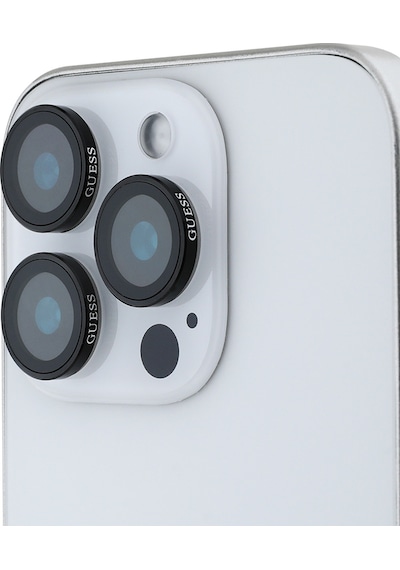 Apple Uyumlu iPhone 15 Pro Guess Lisanslı Metal Kamera Lens Koruyucu Siyah