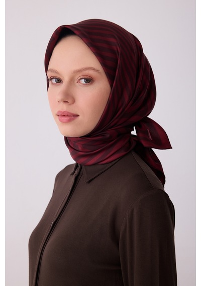 Belli Twill İpek Eşarp 4325-51 Bordo, Kırmızı