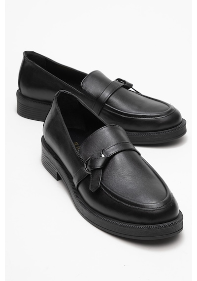 Luvishoes Luvi Shoes Galea Siyah Cilt Tokalı Hakiki Deri Kadın Loafer Ayakkabı SİYAH CİLT