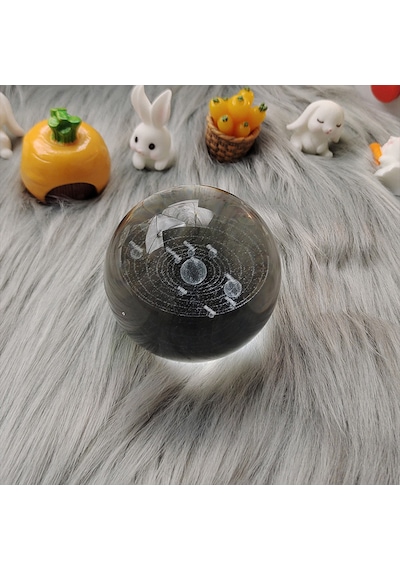 Kişiye Özel Işıklı Ahşap Kaideli Samanyolu Temalı Cam Küre 8Cm*6 (553899486)