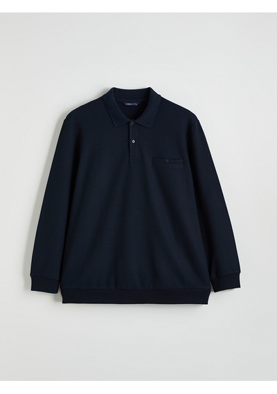 Lcwaıkıkı Classic Lacivert Büyük Beden Polo Yaka Erkek Sweatshirt