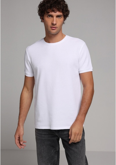 Colin's Colins Regular Fit Yuvarlak Yaka Jakarlı Erkek Beyaz Kısa Kol Tişört Cl1077331 Q1.v2 Wht