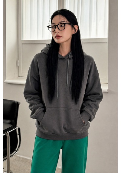 Cool Tarz Kadın Oversize Hoodie Sweatshirt Kapüşonlu Kanguru Cepli Antrasit Antrasit