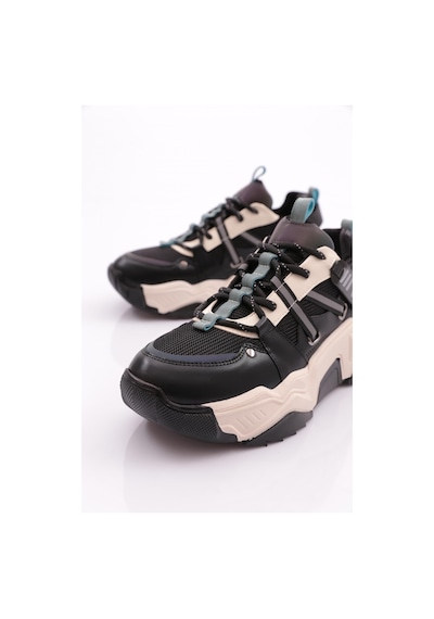 Dgn 65160 Kadin Bağcikli Sneaker Ayakkabi 65160-2027-R14125 Siyah - Yeşil