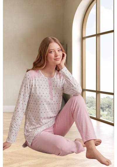 Mecit Pijama Mecit 6355 Pembe Büyük Beden Kadın Pijama Takımı