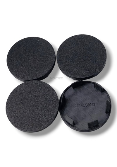 4'lü Set 55 Mm Dış Çap 52 Mm İç Çap Siyah Logosuz Jant Göbeği Kapağı