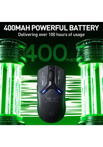 In10p Kablosuz Oyun Faresi, Üç Modlu 2.4g/usb-c Kablolu/bluetooth Pc Oyun Faresi, 60g Süper Işık, 26k Dpı, Paw3395 Optik Sensör, 8 Khz Yoklama Hızı, Tamamen Programlanabilir, Siyah