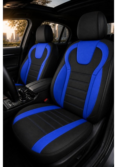 Volvo V40 2012-2019 Uyumlu Monza Serisi Siyah Mavi Oto Koltuk Kılıfı