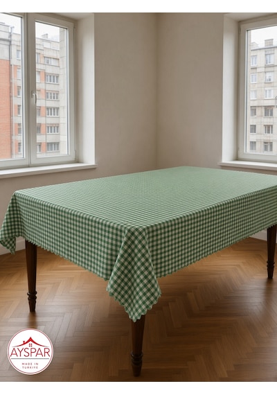 Masa Örtüsü 150x170 Cm Yeşil Kareli Beyaz