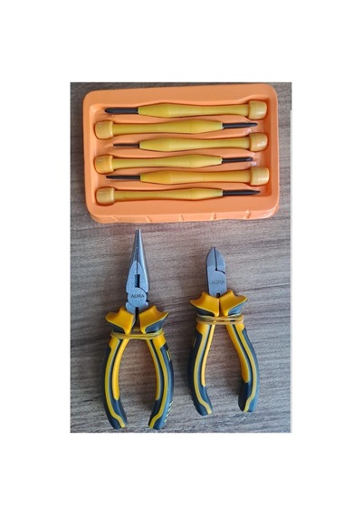 Mini Garga Burun Mini Yan Keski Pense 6 Li Saatci Tornavida Seti Kargaburun Düz Yıldız Tornavida