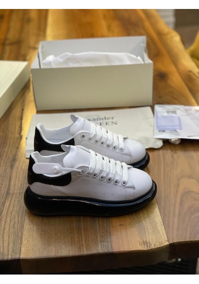 Şeffaf Taban Klasik Unisex Ayakkabı Alexander Mcqueen Ithal Beyaz Siyah Şeffaf