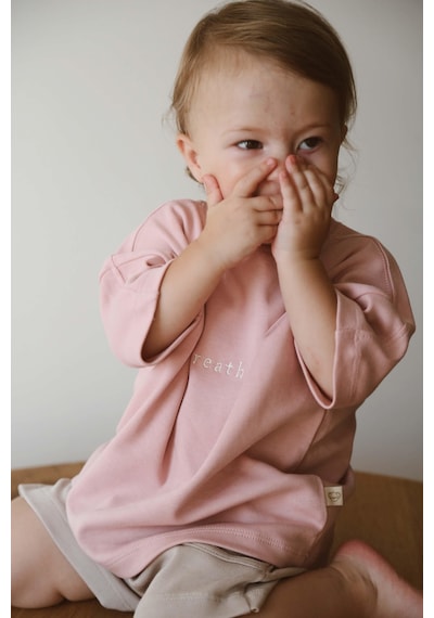 Oh La La Koala Pembe Bisiklet Yaka Oversize T-shirt Bebek - Çocuk Pembe
