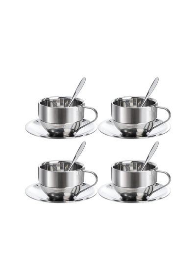 Çelik 4 Adet 180 Ml Çift Cidar Espresso Kahve Fincan Set Sunum Bardağı Diğer