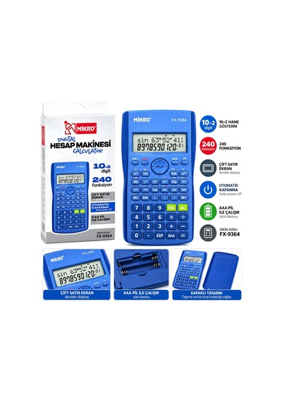 Mikro Fx-9364 Dijital Pro Hesap Makinesi 10+2 Haneli 240 Fonksiyon Diğer