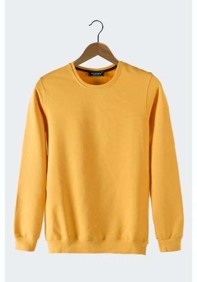 Terapi Men Erkek Hardal Bisiklet Yaka Basic Düz Sweatshirt HARDAL