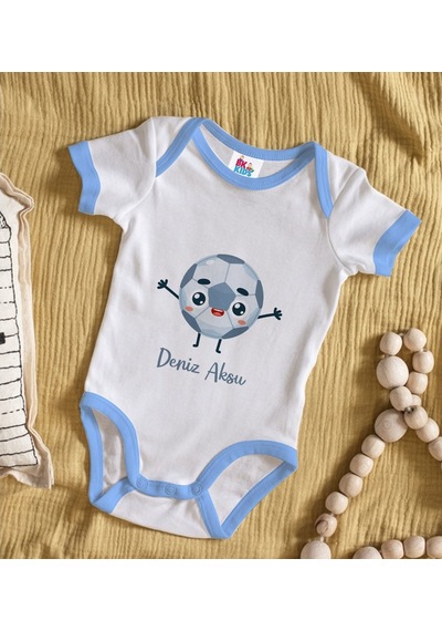 Bitmeyenkartus Bk Kids Kişiye Özel Mavi Bebek Body Zıbın - Model 198 Çok Renkli