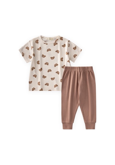 Cigit Desenli Pijama Takımı 1-7 Yaş Ekru