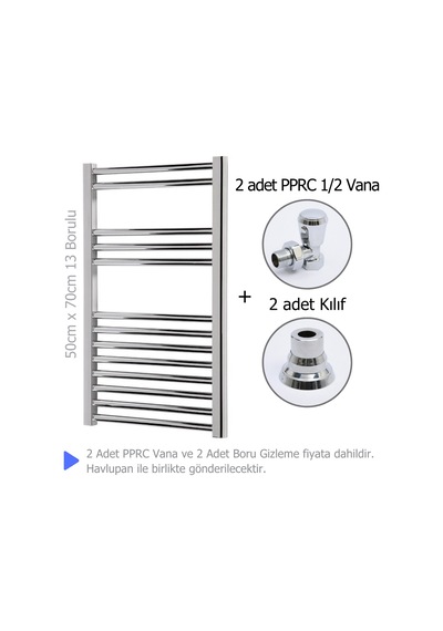 Krom Kaplama Çelik Havlupan + 2 Adet Pprc 1/2 Köşe Vana + 2 Adet