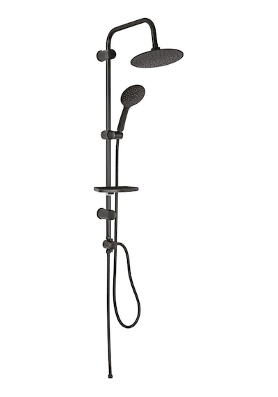 Mistillo Tower Duş Sistemi Ø220mm Yuvarlak Tepe Duşu Siyah Siyah