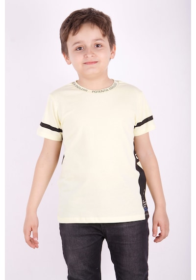 Toontoy Kids Toontoy Erkek Çocuk Yaka Ve Arkası Baskı Detaylı Tişört Sarı
