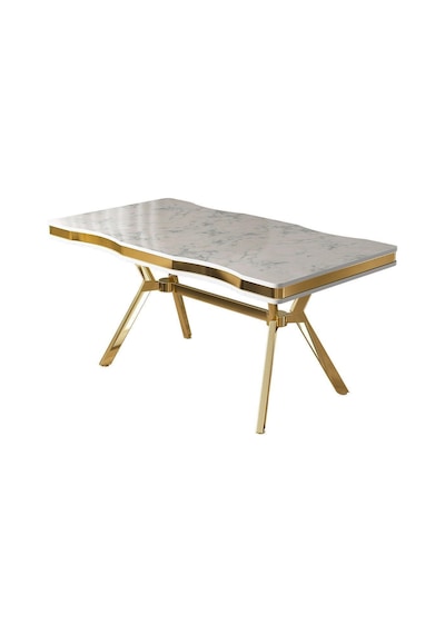 Canisa Vae Serisi 90x160 Lak Panel Mutfak Masası Beyaz Mermer Desen Masa Ayaklar Gold Canisa Vae Serisi 90x160 Lak Panel Mutfak Masası Beyaz Mermer Desen Masa Ayaklar Gold