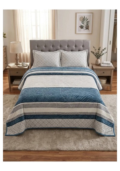 %100 Polyester Vizon Tek Kişilik Battaniye 155 X 215 Lacivert Gri