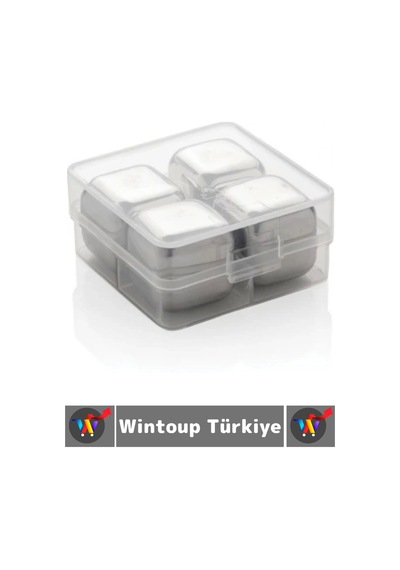 Yıkanabilir Kokteyl İçki Alkol Viski Sulandırmayan Saklama Kutulu Metal Kaplama Buz Taşı 4 Adet Çok Renkli