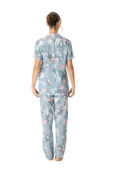 U.S. Polo Assn. U.s Polo Assn. 17047 Kadın Kısa Kollu Önden Düğmeli Pijama Takım-mint Mint