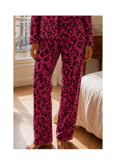 Fit Women Kadın Relax Fit Düğme Lila Pijama Takımı