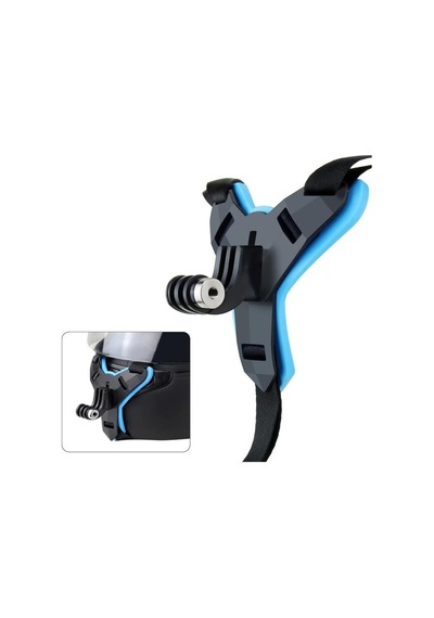 Techmaster Gopro Aksiyon Kamera Kask Alt Çene Bağlantı Aparatı Mavi Mavi - Siyah