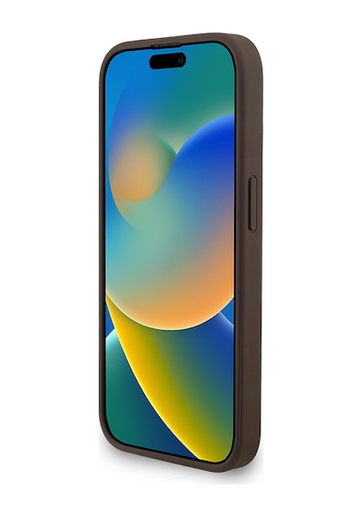 Apple Uyumlu iPhone 15 Pro Max Kılıf Guess Lisanslı Bilek Askı İpli Metal 4g Ve Yazı Logolu Kapak Kahveren