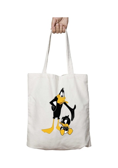 Art Hediye Looney Duck İki Tarafı Kalıcı Baskılı Yıkanabilir Çanta Çok Renkli