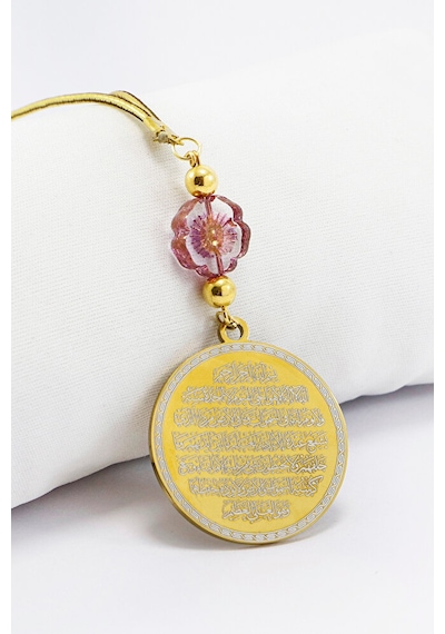 Pembe Lotus Çiçeği Ayetel Kürsi Nazar Ayeti Araba Dikiz Ayna Süsü
