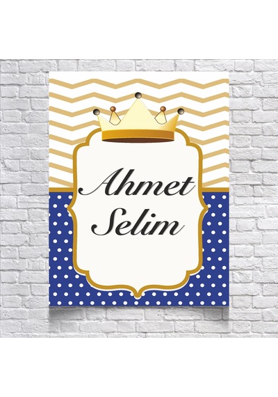 Mavi Gold Çizgili Doğum Günü Afişi 100x150 Cm