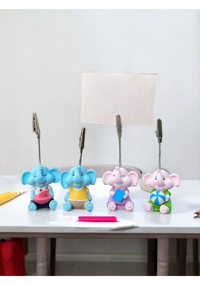 Minik Tatlı Kawaii Yavru Filler Fotoğraf Not Tutacağı Ofis Masası Hediye Tutucu Tutacak Mavi Pembe