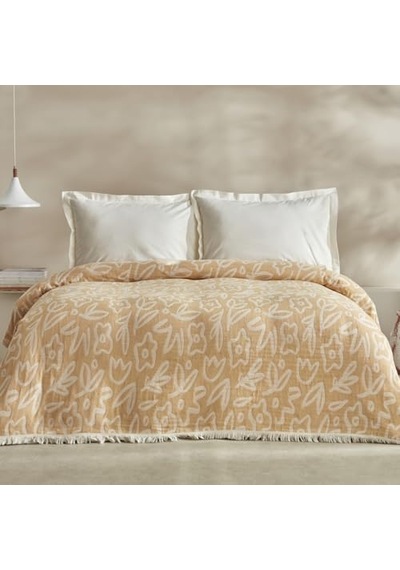 Karaca Home Bouquet Çift Kişilik Müslin Pike Sarı Açık Indigo