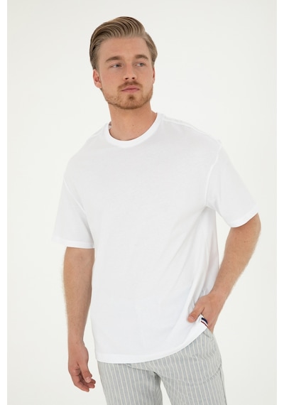 U.S. Polo Assn. Erkek Comfort Fit Bisiklet Yaka Beyaz Tişört 50294216-VR013