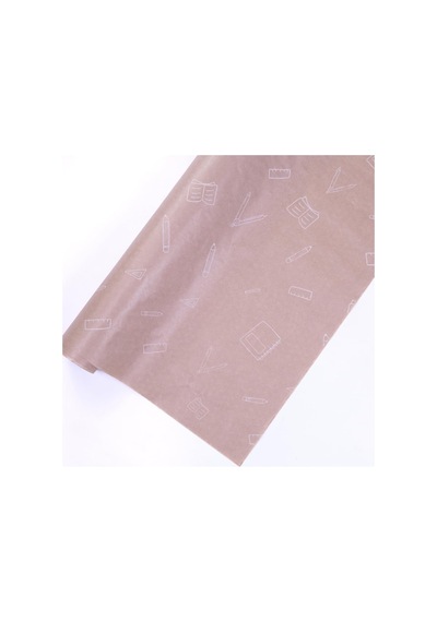 Bimotif 5li Büyük Boy Ambalaj, Paket Kağıdı, 70x100 Cm Kırtasiye Desenli, Kraft-beyaz 1