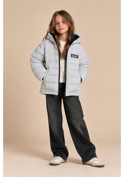 Alexandergardi Puffer Kapüşonlu Unisex Çocuk Şişme Mont Gri