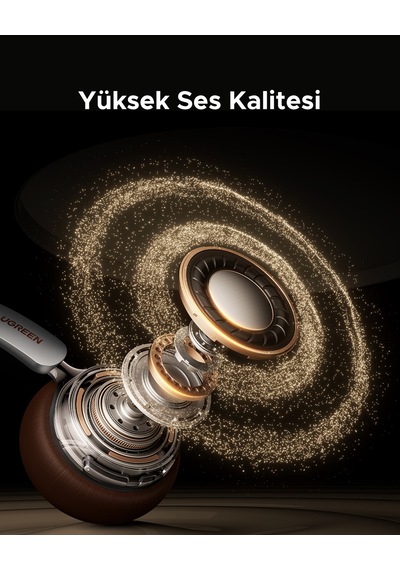 Ugreen Studio Plus Aktif Gürültü Engelleyici Kablosuz Kulak Üstü Kulaklık, 80 Saat, Gümüş Bej, 75629