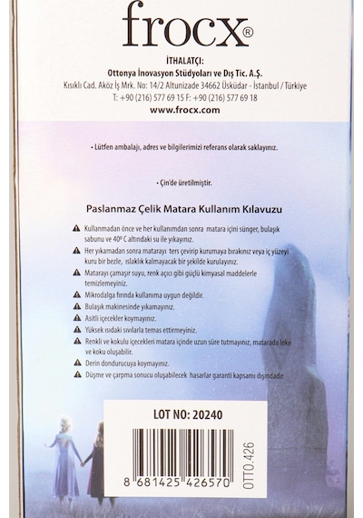 X Dekomus Lisanslı Elsa Frozenıce Princess Collection 500 Ml Çelik Matara Açık Gri