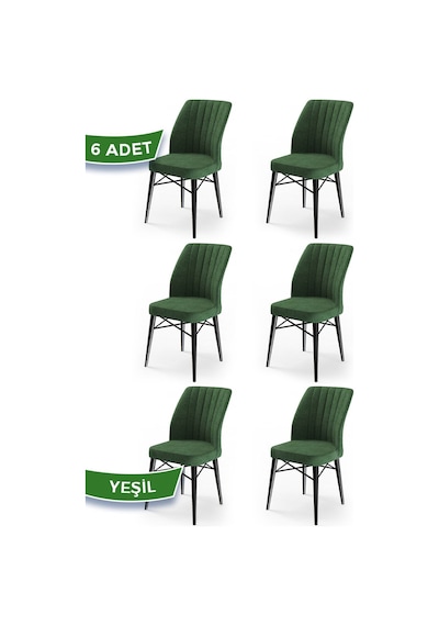 Canisa Concept Flex Serisi, Gürgen Ayaklı 1.sınıf Sandalye , 6 Adet , Haki Yeşil , Ayaklar Siyah Sandalyeler Haki Ayaklar Siyah