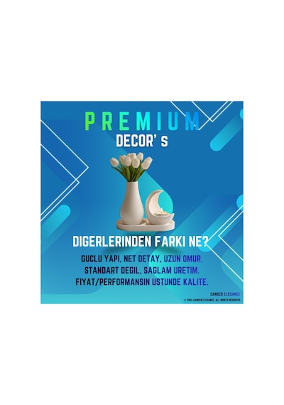 Premium - Kendinden Kokulu - Üçlü Dekoratif Vazo & Mumluk Set