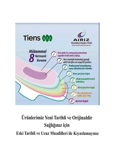 Airiz Hijyenik Kadın Pedi 6'lı Paket 98 Adet 60 Günlük + 30 Günd