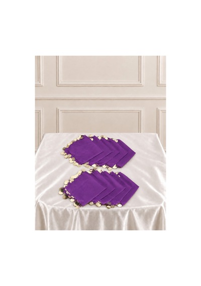 Mor Gold Pullu Şifon Halay Mendili ,kına Mendili,hediyelik Mendil,gelin Damat Düğün Kına Bride Nişan 5adet Mor - 921787403