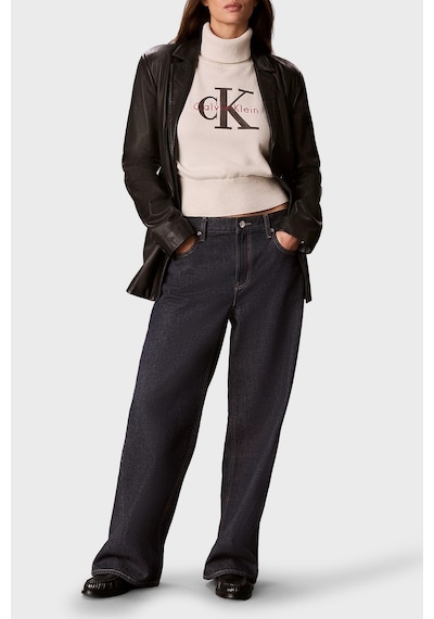 Calvin Klein Logolu % 100 Pamuk Balıkçı Yaka Kazak Lv047h329gyas Kadın Kazak Lv047h329g Yas Krem