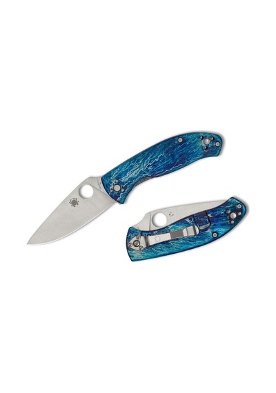 Spyderco Tenacious Blue Tı D2 Plainedge Kamp Çakı Çok Renkli