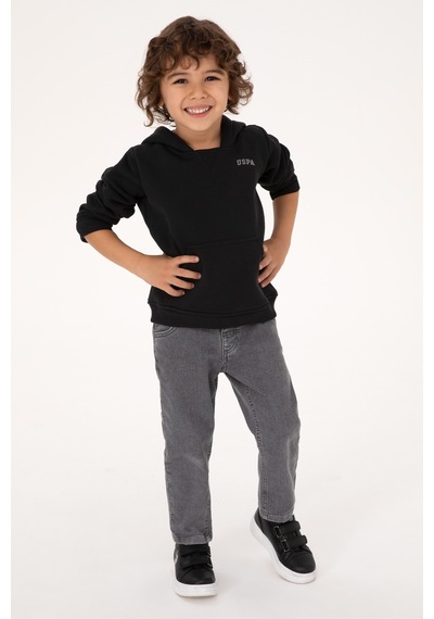 U.S. Polo Assn. Erkek Çocuk Siyah Basic Sweatshirt 50313808-VR046