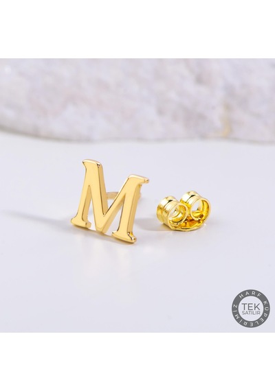 Goldkupe 14 Ayar Altın M Harf Küpe 0,57 Gr-1371