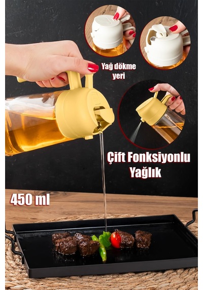Porsima Alk-3157 Çok Amaçlı Cam Sprey Şişe Yağlık Yağdanlık Sarı